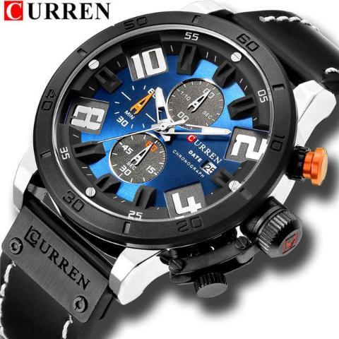 Curren New Men's Chronograph Watch (Dial 4.6cm)  silver  blue